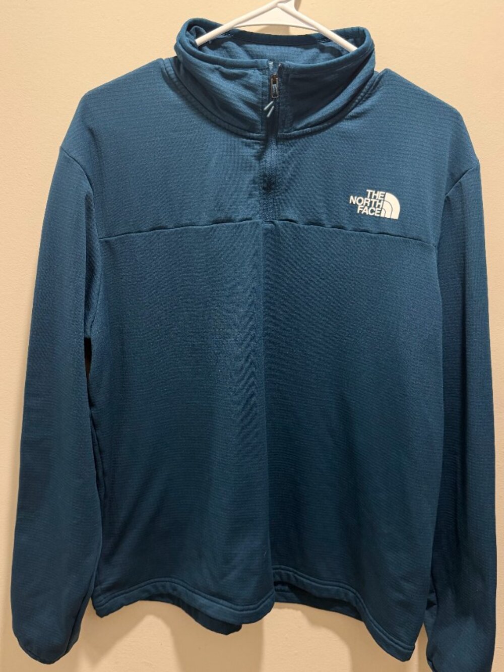 The North Face Men's L Dark Blue Teal Quarter Zip Pullover Fleece Sweater